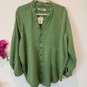 FREE PEOPLE We the Free Women’s Summer Daydream Button Down Green Shirt S NWT